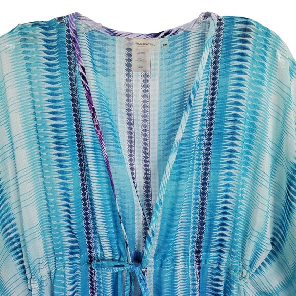 Bleu Rod Beattie Size S M Tunic Sheer Beach Swimwear Cover Up Ombre Blue Purple - Picture 6 of 10